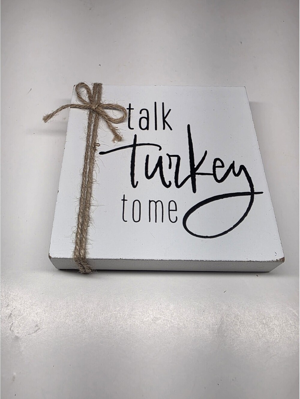 New! "Talk Turkey to Me" Thanksgiving Fall Box Frame Wood  Sign Home Decor